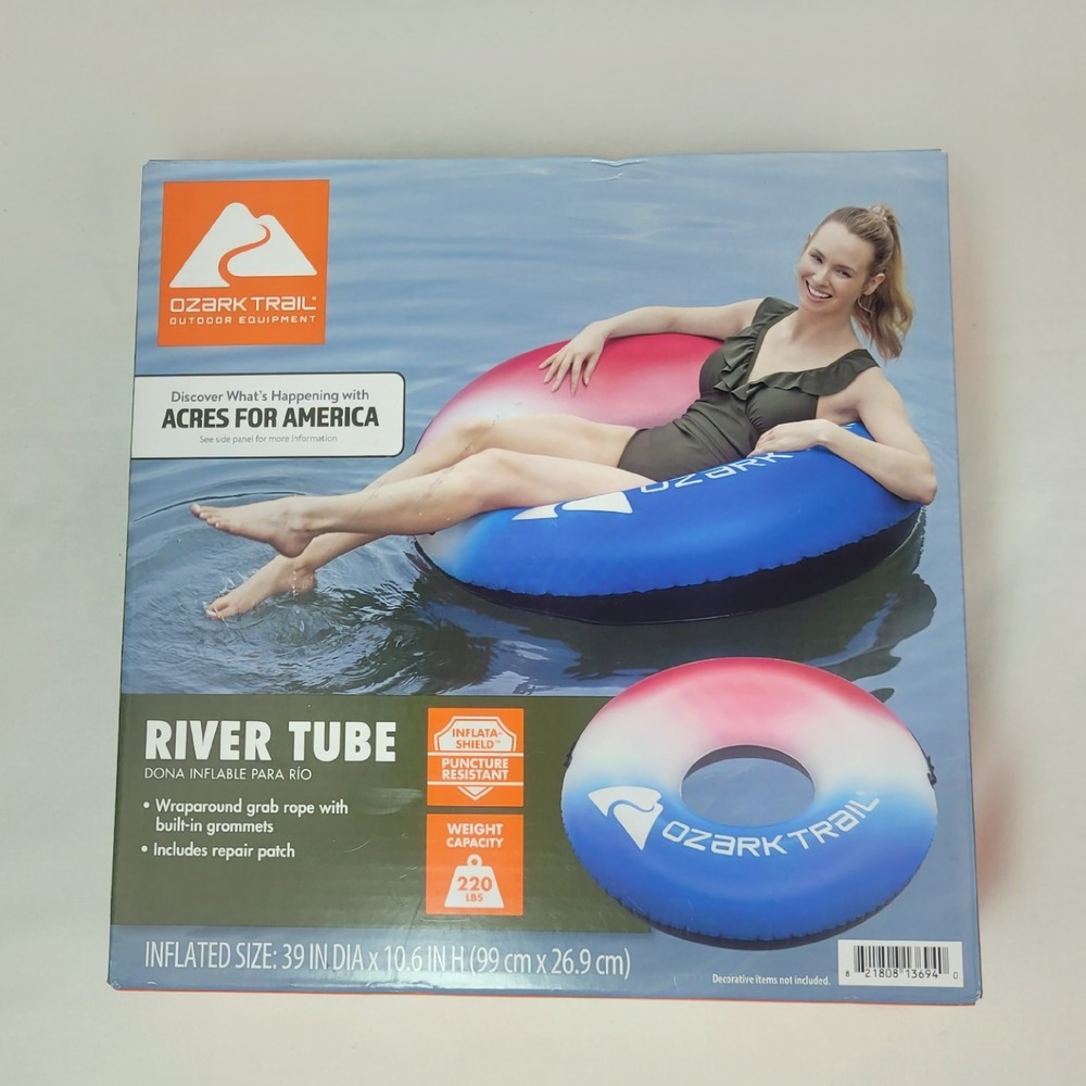 Ozark Trail River Tube Inflatable Pool Lake Float Red White Blue 39 Inch NEW